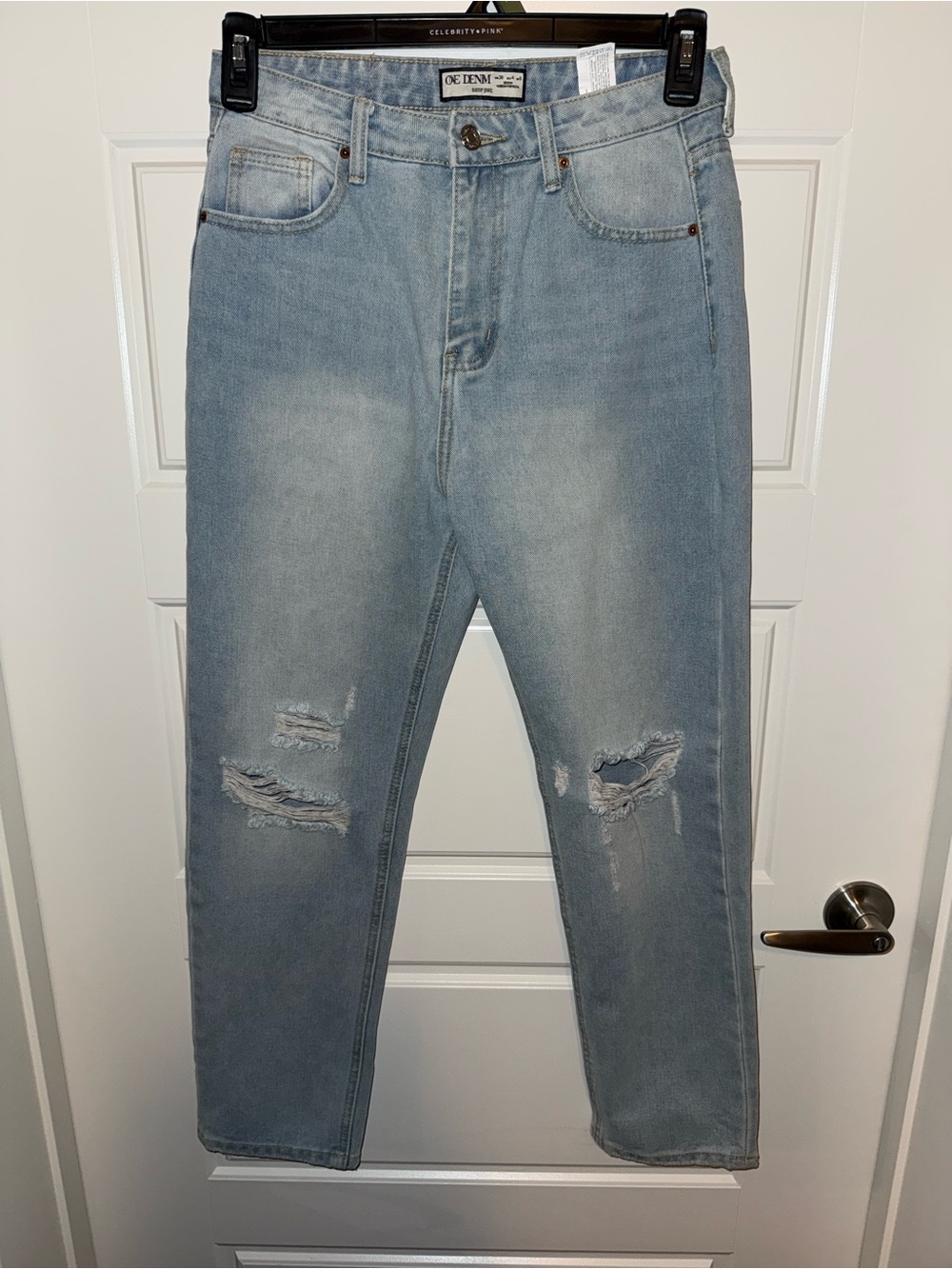 one clothing Light Wash Relaxed Distressed Jeans